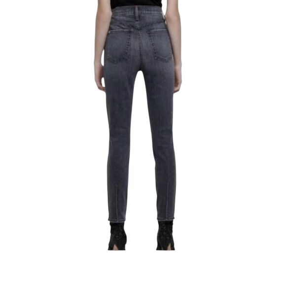 Alice + Olivia AO.LA Good High-Rise Exposed Button Skinny Jeans with Stripes - Picture 3 of 8